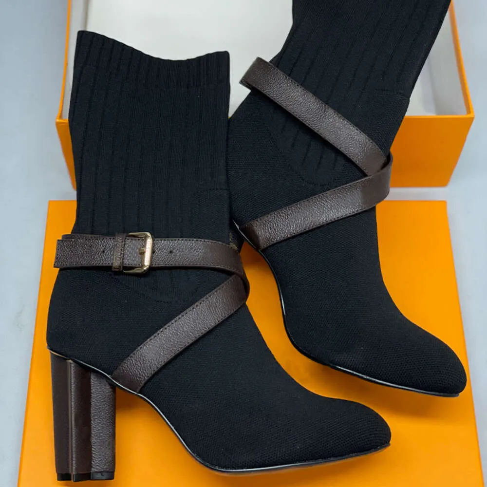 Women Heel Shoes Designer Boot Silhouette Ankle Boots Sock Boots Ladies Stretch High Quality With Box NO50