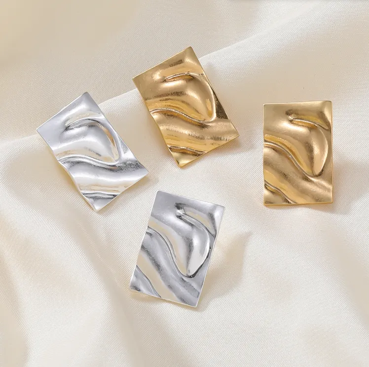 Boucles d'oreilles carrées en métal couleur or, nouveau Design Vintage pour femmes, accessoires de fête de vacances, bijoux fins de déclaration