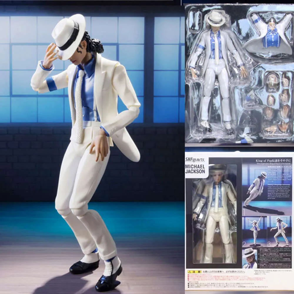 Mascot kostymer S.H.Figuarts Michael Jackson Smooth Criminal Moonwalk Action Figure Model Toys Michael Jackson MJ Thriller Joint Moveble Doll