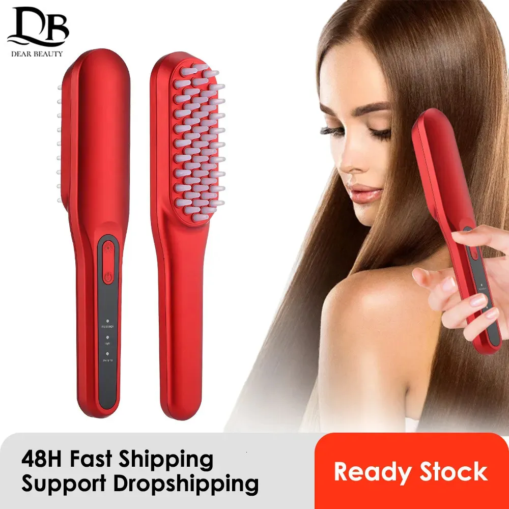 Brosses à cheveux Peigne de massage électrique Soins de croissance des cheveux Thérapie à la lumière bleue rouge Stimuler la croissance des follicules Peigne Anti Dense Tête Vibration Masseur 231012