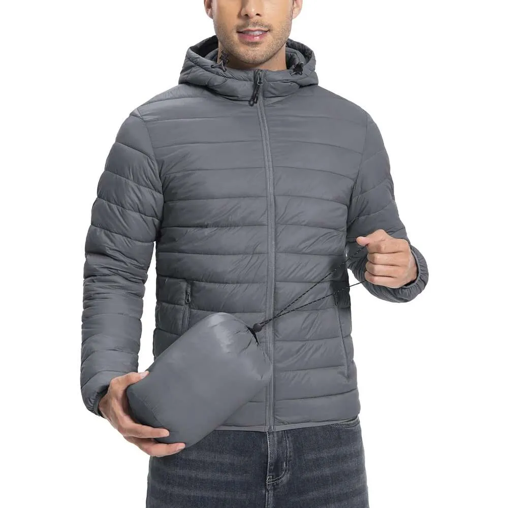 Pioneer Camp Veste d'hiver légère et pliable pour homme - Veste d'hiver à capuche isolée et thermique - Pour course à pied, TravleNYC3