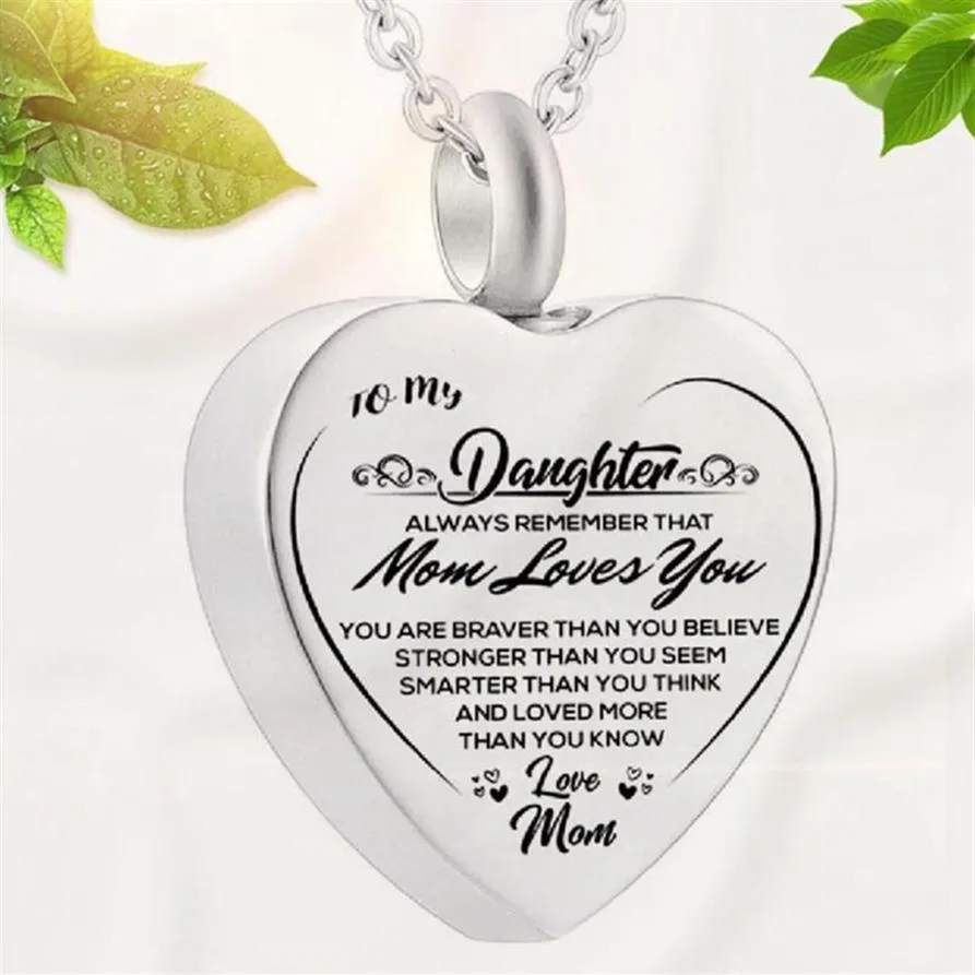 Collier en forme de cœur pour ma fille, bijoux commémoratifs pour cendres, en acier inoxydable, élégant, amour tissé, réglable, 325u