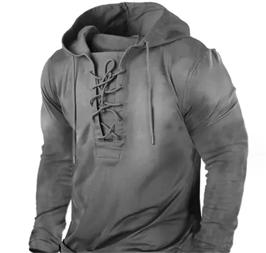 Customized Tees & Polos 021 gray Bandage Hooded Hooded Mens Hoodie 3D Digital Printing Hoodie Loose Sweater Long sleeved Coat