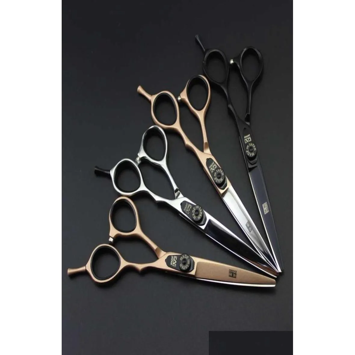 Haarschaar Nieuwe collectie Professionele kapper Haarknipschaar Kasho Gf60 55 Inch60 Inch 6Cr Sierblackrose Golden7698527 Hair Pro Dhgqc