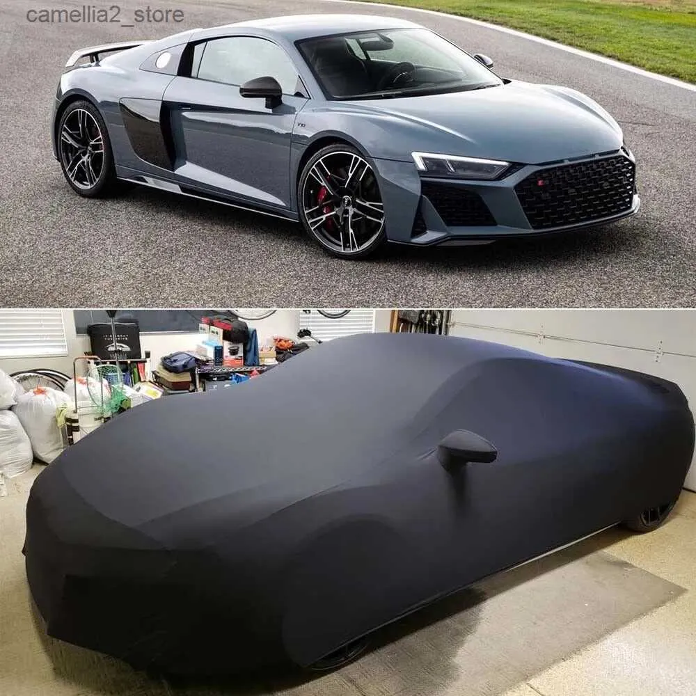 車のカバーカーカバーベルベットストレッチファブリックカバーオートカバーダストサン保護アウディR8のための普遍的なカスタマイズQ231012