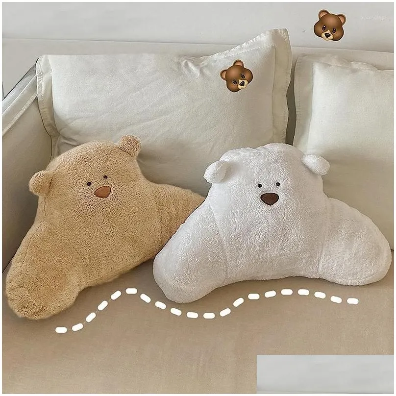 Cushion/Decorative Pillow Pillow Soft Lumbar S Cartoon Bear Neck Protection Cute Plush Car Seat Headrest For Office Chair Home Sofa Ho Dhzjn