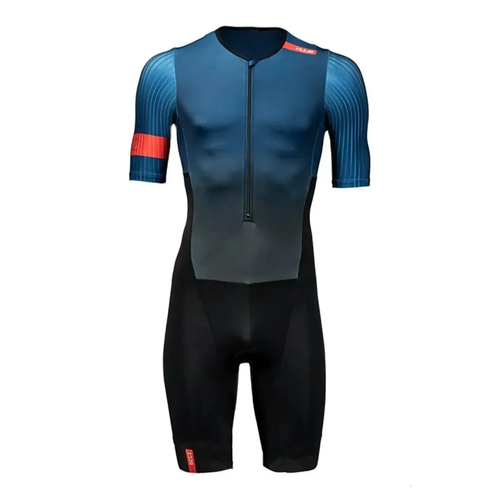 Ensembles de maillots de cyclisme Costume de triathlon Homme Manches courtes Performance Tri SSuit Team Lycra Aero Skinsuit Body Combinaison Course/Natation/Cyclisme Kits 231011