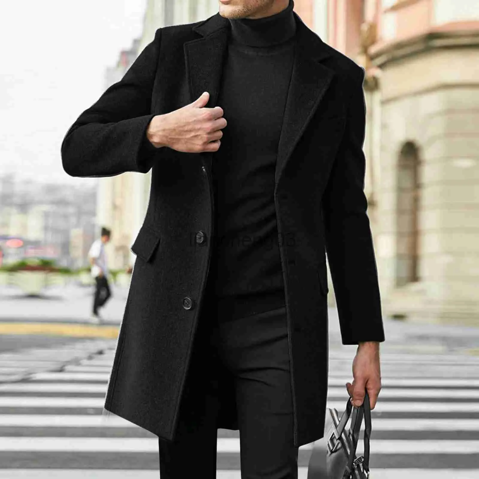 Trench Coats Masculinos Casacos de Inverno Homem Novo Roupas Masculinas Britânico Business Casual Casaco de Lã Jaqueta de Primavera jaquetas longas para homens poncho trench coat J231012