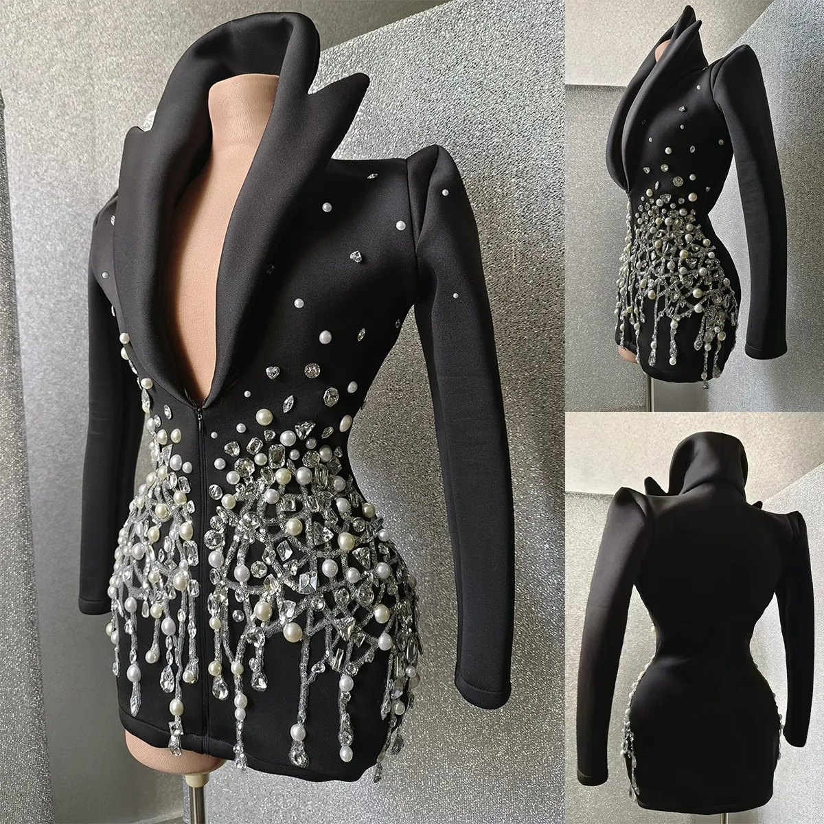 Prachtige kralenblazer voor dames jassen Luxe diamanten kralen dames korte jassen gala avond bovenkleding uit één stuk