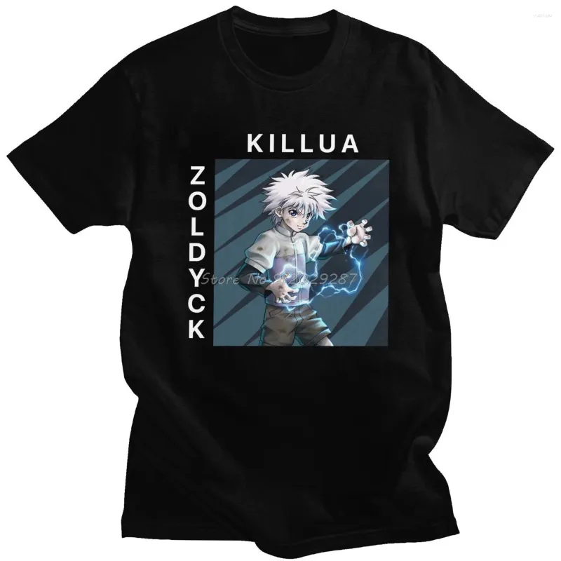 Erkekler Tişörtleri Serin Anime X Gömlek Pamuk Killua Zoldyck Tee Üstler O boyun manga Tshirt Kısa Kollu Sıradan T-Shirt Hediye