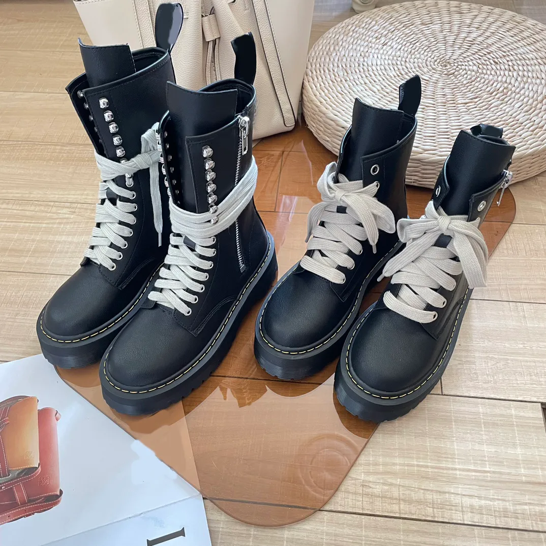 Designer-Stiefel, dicke Stiefel, lange Stiefel, Wadenstiefel für Damen, 2023, neuer seitlicher Reißverschluss, Martin-Stiefel, Lokomotivstiefel, Höhe 14–20 cm