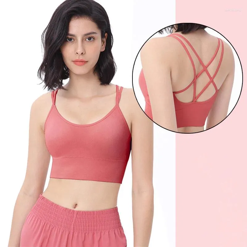 Yoga Outfit Sports Bras pour femmes Fitness Vêtements Femme High Impact avec dos ouvert Sexy sans armatures sans couture Push Up Gym Crop Tops