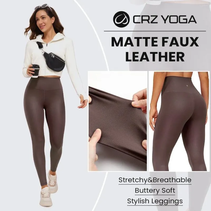 Active Pants CRZ YOGA Butterluxe Matte Faux Leather Leggings For Women  25/28 High Waisted Stretch Ankle Pleather Tight From 25,81 €