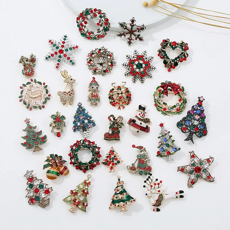 Świąteczna broszka bałwana Świętego Mikołaja wieniec metalowe styki biżuterii Prezent dla kobiet prezenty świąteczne