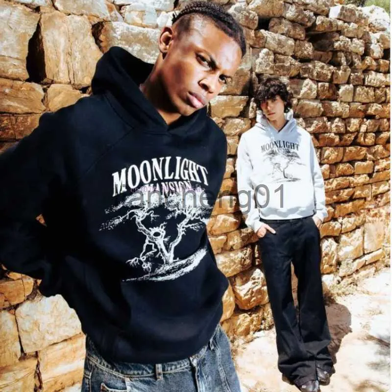 Y2K Street Style Mens Skull Print Floral Paradox Hoodie Pure