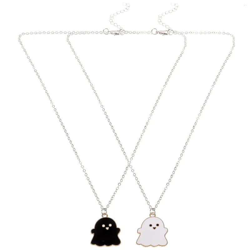 Pendant Necklaces 2 Pcs Couples Jewelry Ghost Necklace Gifts Goth Halloween Alloy Chain Men Student