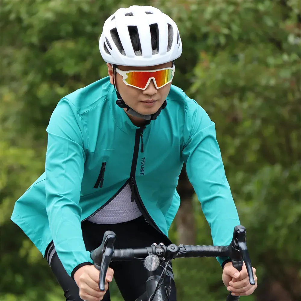 WOSAWE Mens Cycling Jacket Windproof MTB Wind Coat Bike Riding Sports Green  Tops