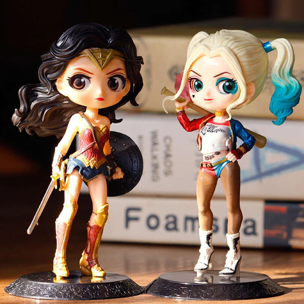 Mascot kostymer qposket wonder woman harley quinn joker action figur modell leksaker tårta dekoration samling doll födelsedag present till vänner