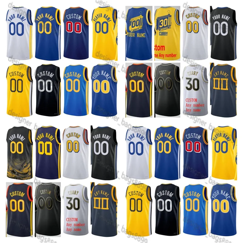 Personalizado Impresso Stephen 30 Klay Curry 11 Thompson Basquete Jerseys Draymond 23 Green Chris 3 Paul 22 Andrew Wiggins 1 Cory Joseph Jonathan Homens Mulher Crianças Camisa Juvenil