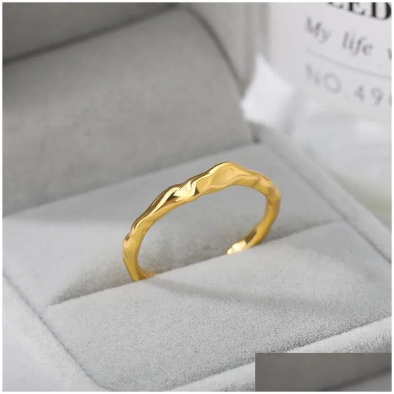 Anelli Irregar placcati oro per le donne Anello aperto regolabile in acciaio inossidabile Tendenza fidanzamento Matrimonio Anelli Jewerly Dhgarden Ot30Z