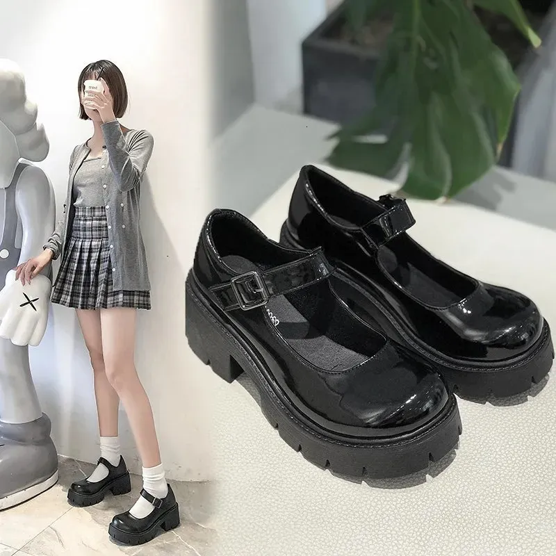 Elbise Ayakkabı Lolita Kadın Stili Mary Jane Vintage Kızlar Yüksek Topuk Platform Üniversite Öğrenci Tacones Mujer Escarpins Chaussures 231011