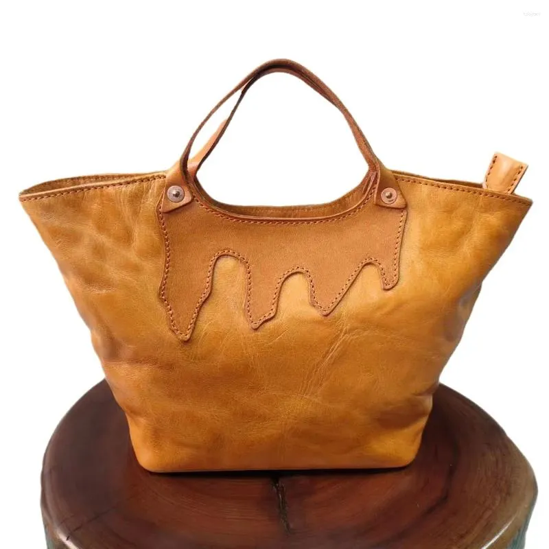 Evening Bags Vintage Handheld Genuine Leather Womens Bag Vegetable Tanned Shoulder Cross Fashion Leisure Dumplings Cabbage Basket