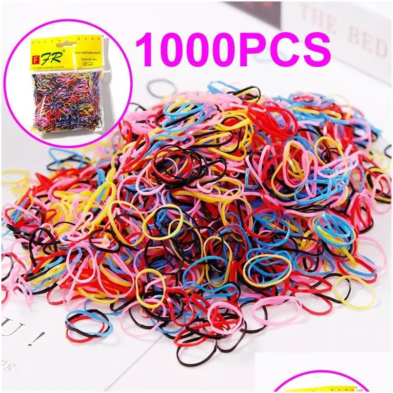 1000 unids Niñas Accesorios para el cabello Regalo Nylon Banda de goma Diadema elástica Niños Soporte de cola de caballo Bandas Adornos para niños Dhgarden Ottnq