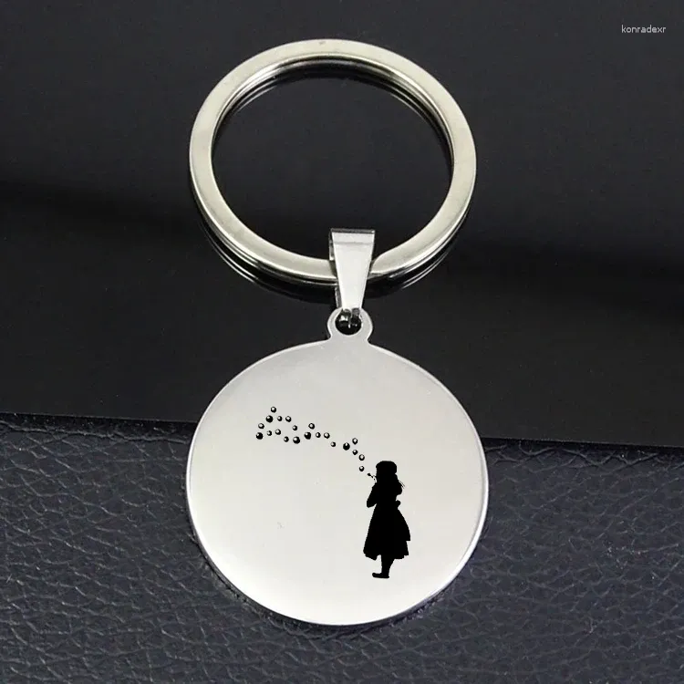 Keychains Girl Bowing Bubbles Keychain Disc Pendant Jewelry Gift For Wholesale Price YP7422