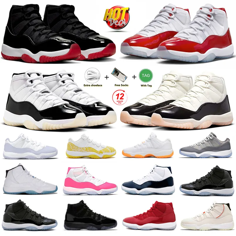 Jumpman 11 Cherry 11s Men basketskor Röd sammet Gamma Blue Neapolitan Bred Cool Grey Midnight Navy UNC Gement Grey Pink Gul Snakesskin Women Sports Sneakers