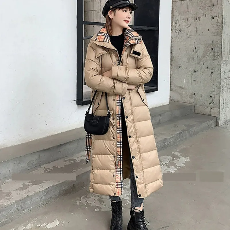 British Style Slim Fit Down Long Puffer Jacket Women For Women Thickened Cotton Long Knee Length From Fashion 8 83.77 DHgate.Com