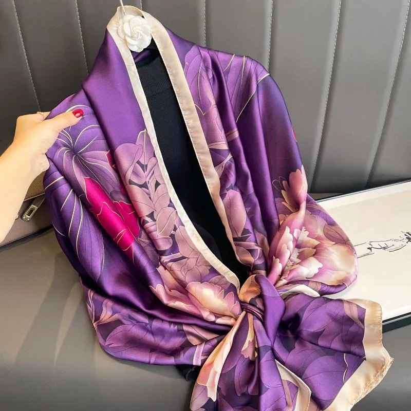 2023 Spring Summer Womens Lavender Silk Scarf Oversized Shawl For