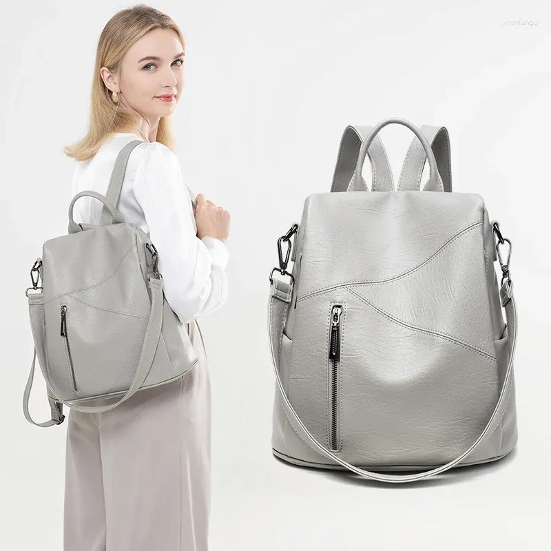 Mochila moda pu anti-roubo mulheres casuais sacos de escola impermeáveis para adolescente multi-função bolsa de ombro mochila de viagem