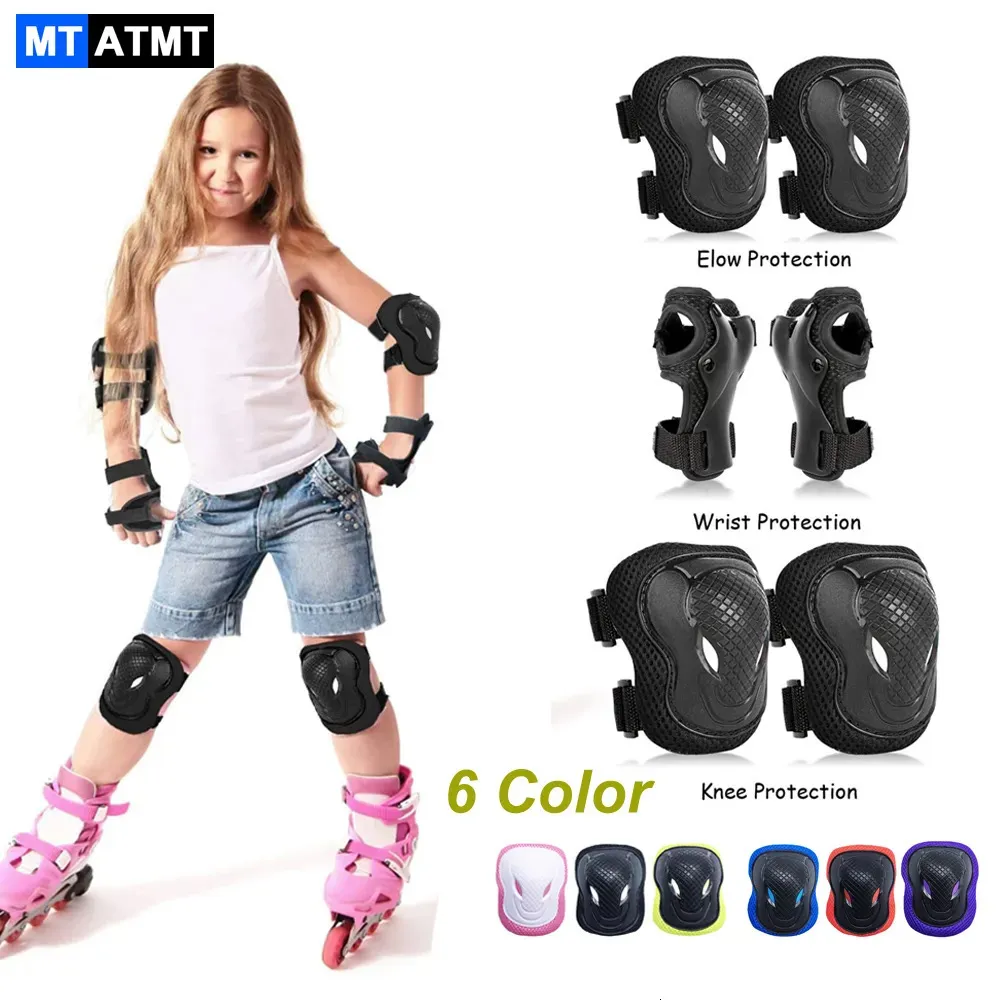 Łożniki łokciowe MTATMT 6PCS/SET Zestawy sprzętu ochronne dla dzieci podkładki kolanowe dla dzieci Straż nadgarstka dla dziewcząt chłopców rower rowerowy łyżwy 231012