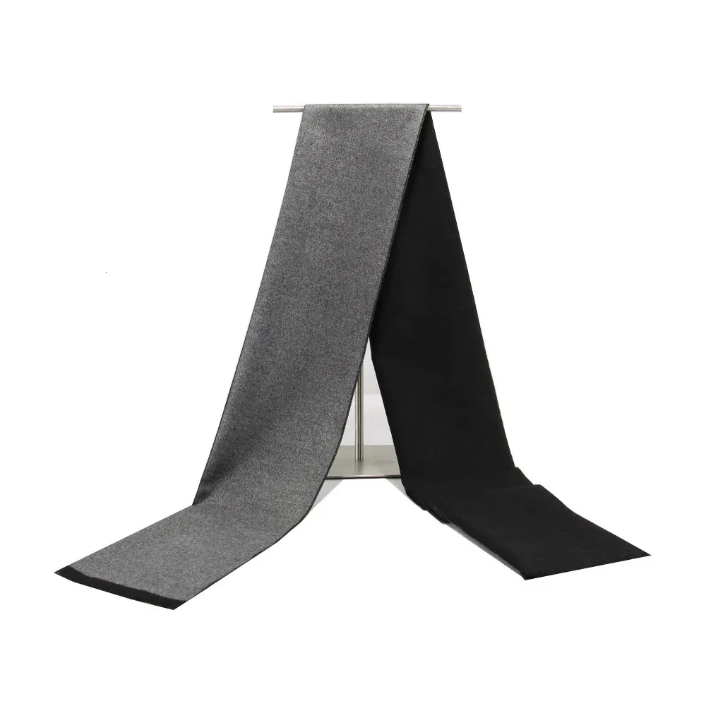 Scarves High quality cashmere Solid Grey black Navy men's boutique plaid striped scarfs patchwork color 30x180cm wholesale retail 231011