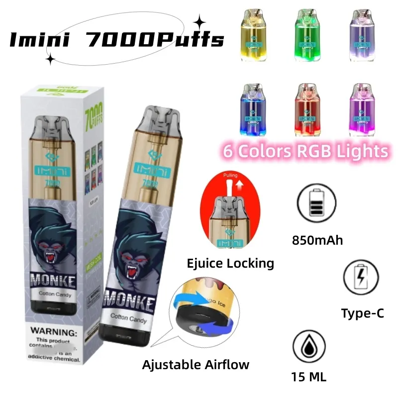 EU USA Warehouse Original 7000 Puffs Disposable Vape Sunfire 8000 Electronic Cigarette Vape Pen Rechargeable Airflow réglable 15 ml 20 Flaovrs Dispositif