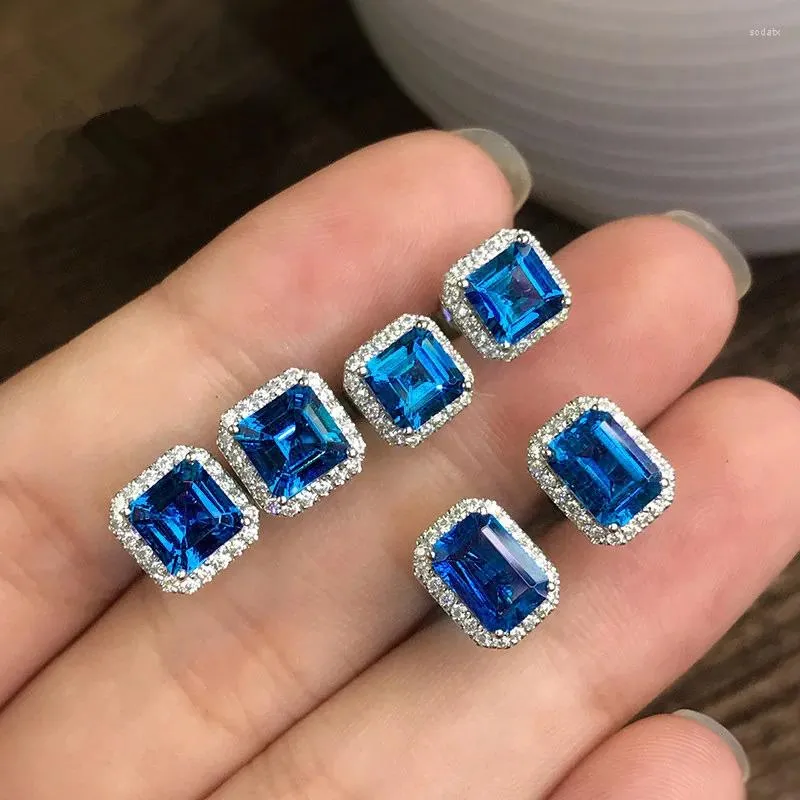 Studörhängen underbara blå kubiska zirkonier för kvinnor ädla bröllopsfest örhänge Fina födelsedagspresent Lady SMAEDRY