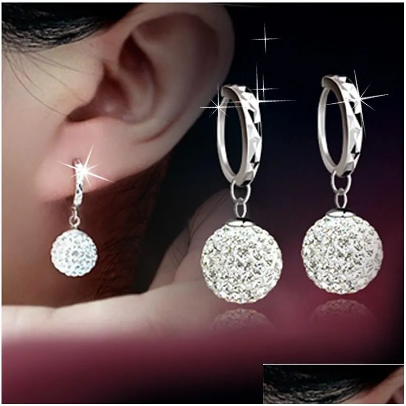 Dangle & Chandelier Austrian Crystal Dangle Earrings Rhinestone Disco Ball Ear Jewelry 925 Sterling Sier For Wedding Jewelry Earrings Dhbez