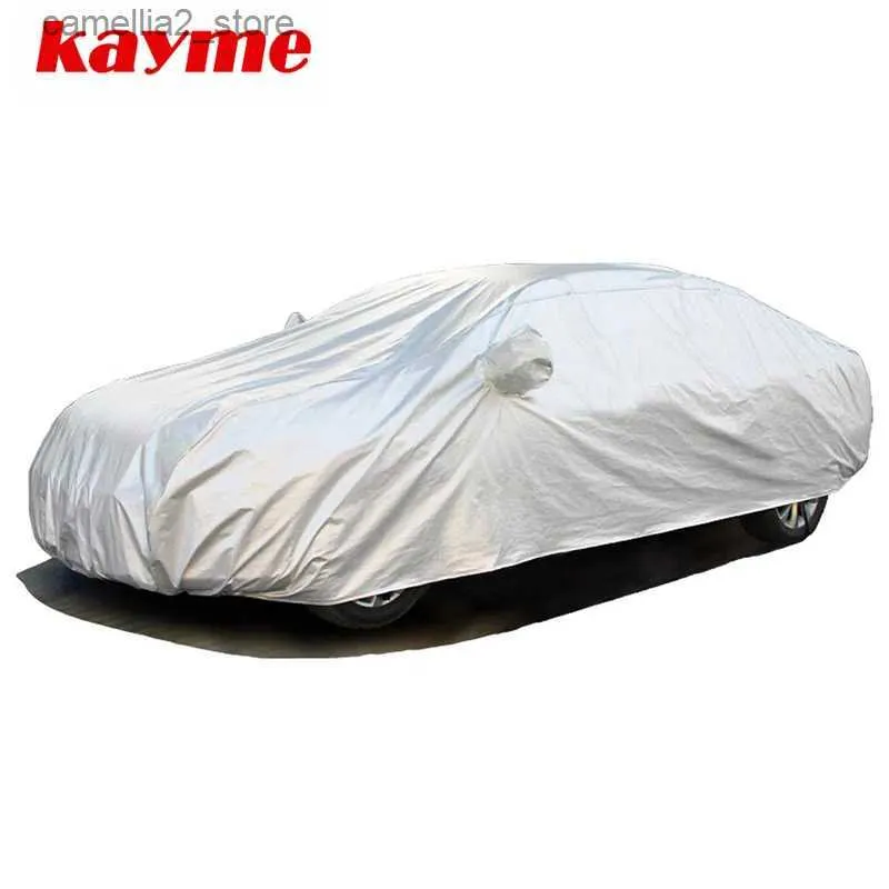 Autohoezen Kayme Volledige autohoezen Stofdicht Buiten Binnen UV Sneeuwbestendig Zonbescherming polyester Hoes universeel Fit Sedan Hathcback Q231012