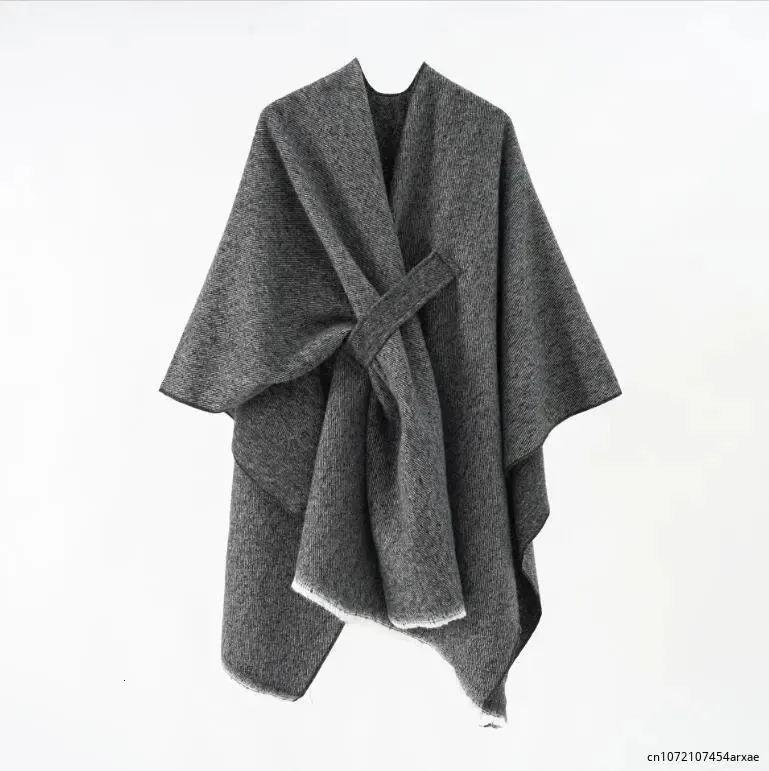 Sjalar kvinnor poncho cape cardigan tröja wrap sjal stickad kappa kvinnlig höst vinter lösa halsdukar kappor ponchos n48 231012