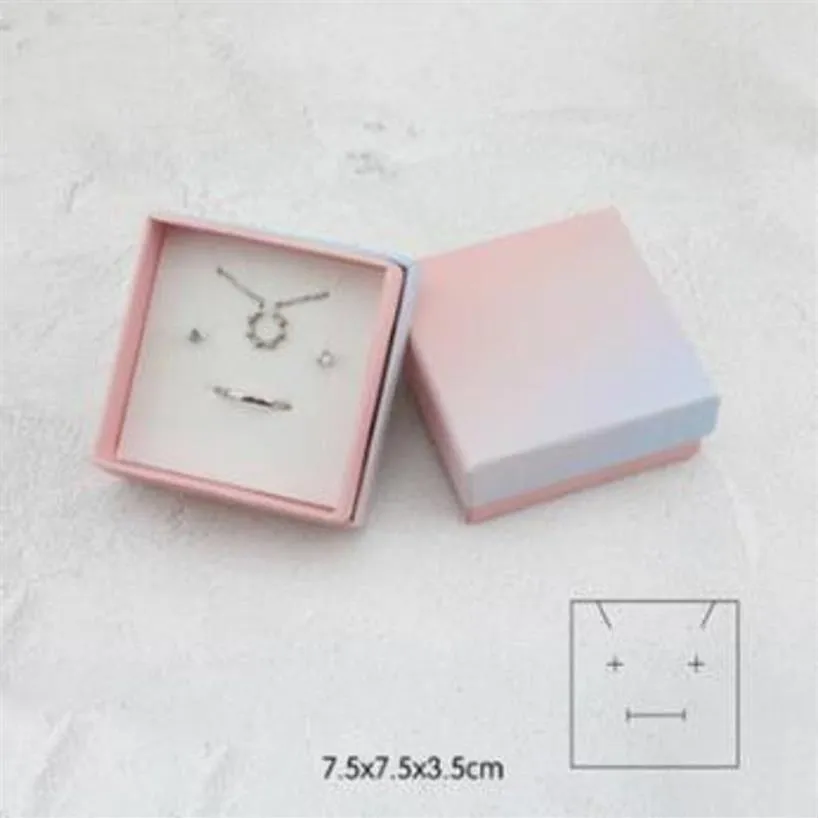 Jewelry Box New ins Fashion Pink Blue Gradient Jewelry Packing Box Ring Necklace Bracelet Receiving Gift Multi-purpose Packing Box251w