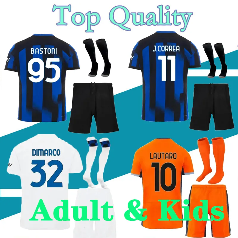 LUKAKU maglie da calcio 23 24 BARELLA LAUTARO INTERS ALEXIS DZEKO CORREA AWAY TERZA MILANS UNIFORMI maglia da calcio 2023 2024 uomo bambini kit TOP