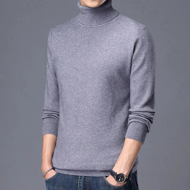 Men s Sweaters Spring Autumn Pullover Men Sweater Turtleneck Long Sleeve Warm Solid Male Business Casual Fashion Elastic Knitwear 231012