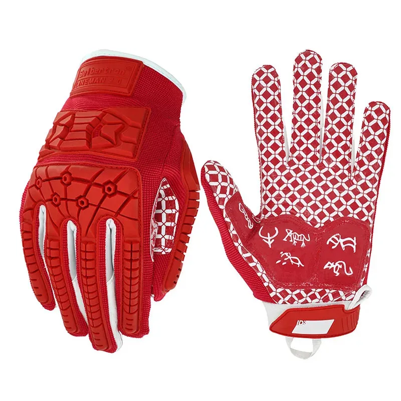 Sporthandskar Seibertron Lineman 2.0 Padded Palm American Football Mottagarhandskar Flexibel TPR Impact Protection Rugby Red Glove Adult 231011