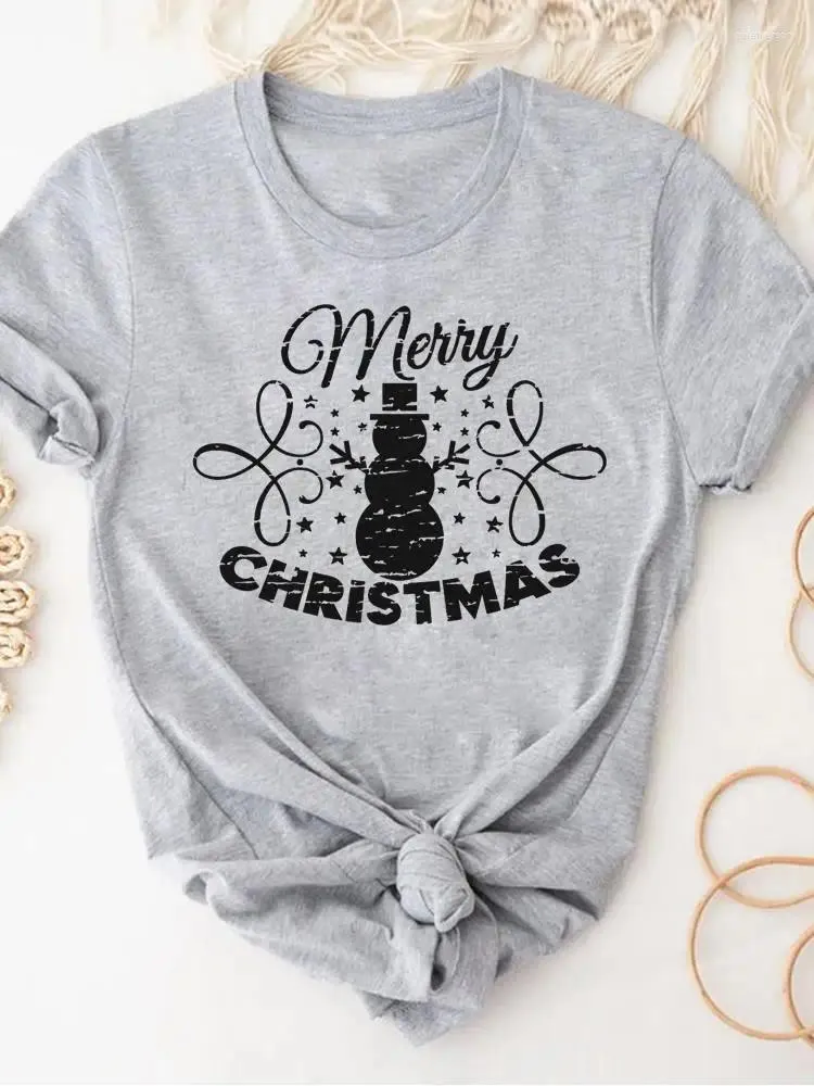 T-shirts pour femmes vêtements bonhomme de neige doux mignon mode année de noël à manches courtes imprimé petit haut basique femmes t-shirt vêtements graphiques T-shirts