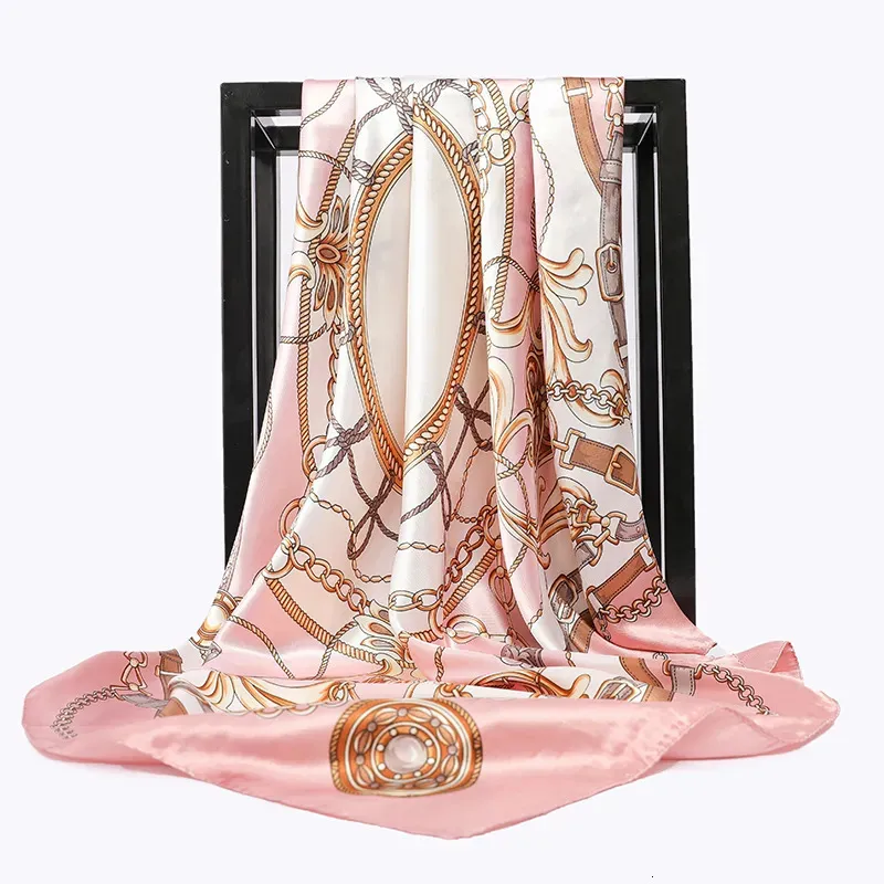 Sarongs 90 90 cm Luxury Brand Square Scarf Fashion Beach Women Head Silk Wrap Spring Summer Shawl Ladies Foulard Bandanna ljuddämpare Hijab 231012