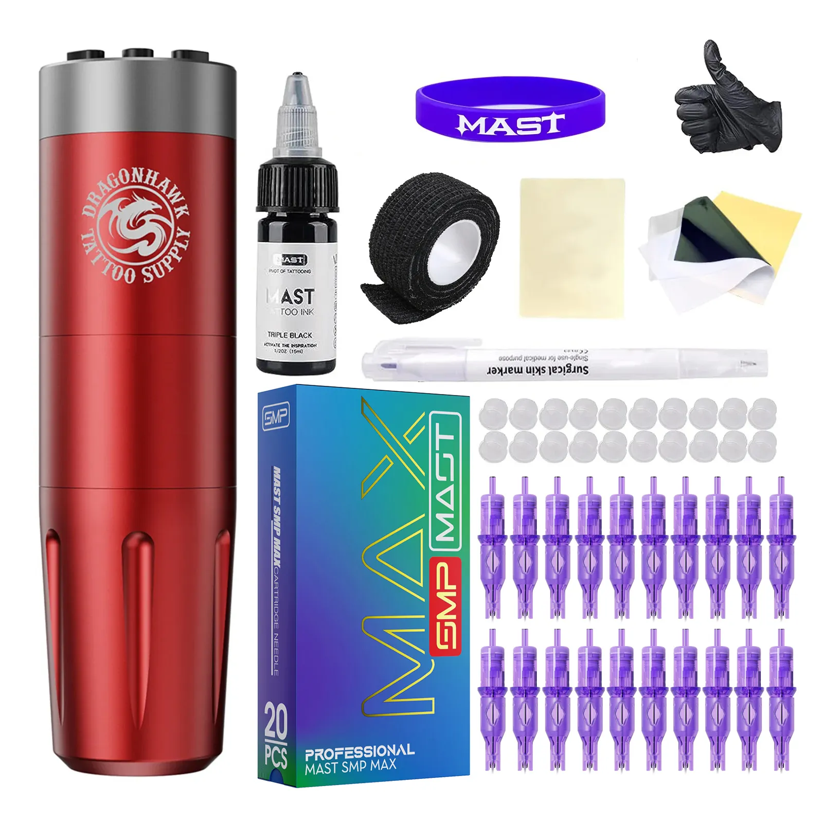 Dragonhawk X8 Draadloze Tattoo Kit Verstelbare Snelheid Pen Machine Cartridges Voor PMU SMP Haar Tattoo TZ048S