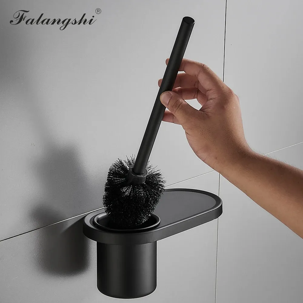 Porte-brosses de toilette Porte-brosse de toilette en aluminium noir blanc couleur brosse de toilette murale outils de nettoyage de salle de bain WB8704 231012