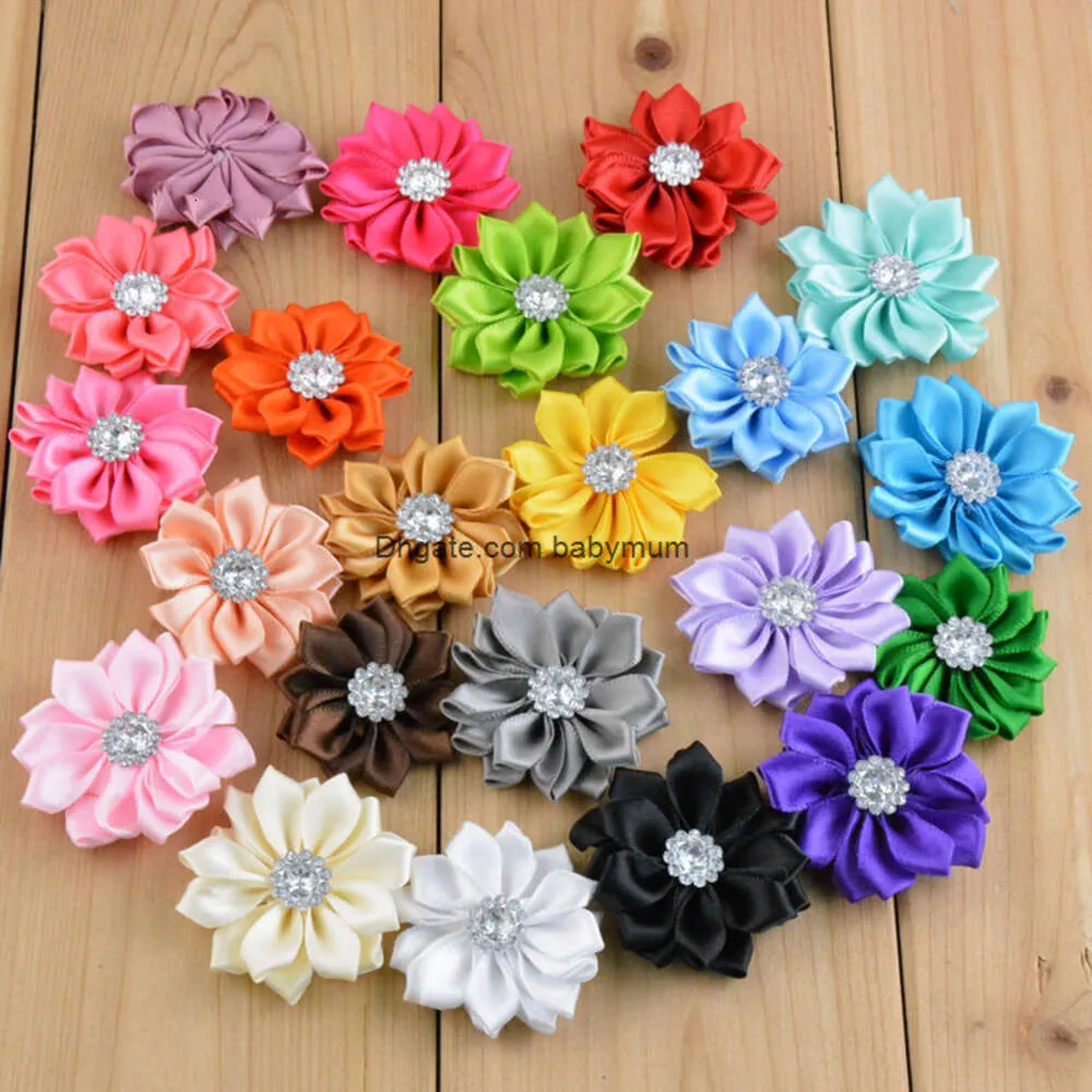 Satin Fabric Flowers For Headbands: Mini Ribbon Flower