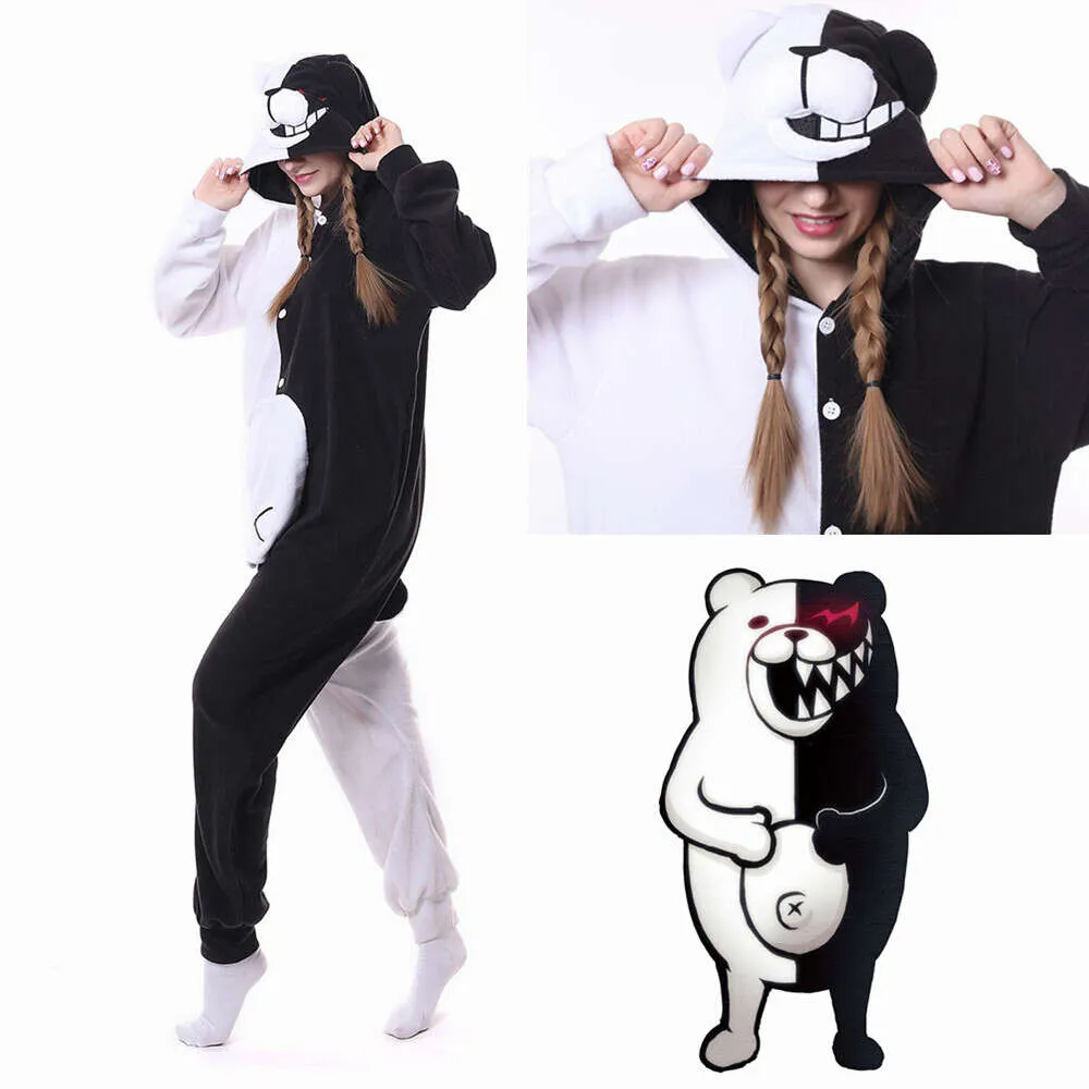 Косплей для взрослых, аниме Danganronpa Monokuma, одежда для сна с мрачным медведем, пижамы, косплей, костюм для косплея