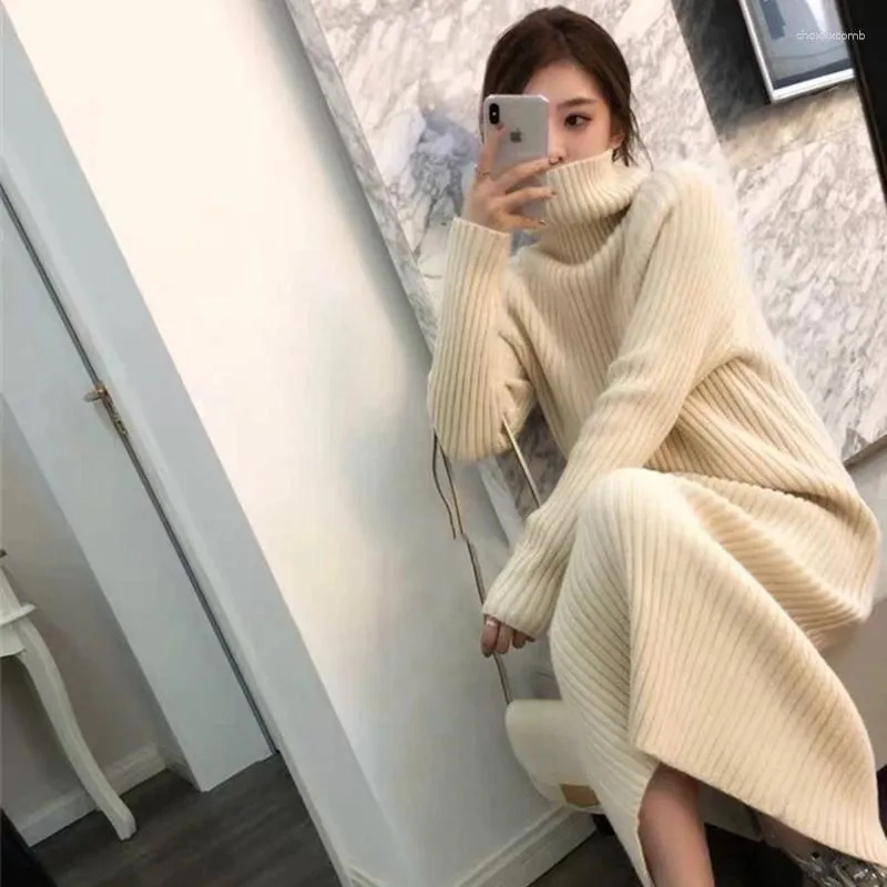 Casual Kleider Wavsiyier Elegante Pullover Kleid Frauen 2023 Vintage Winter Jumper D Dicke Herbst Pullover Koreanische Gestrickte Nette Vestidos